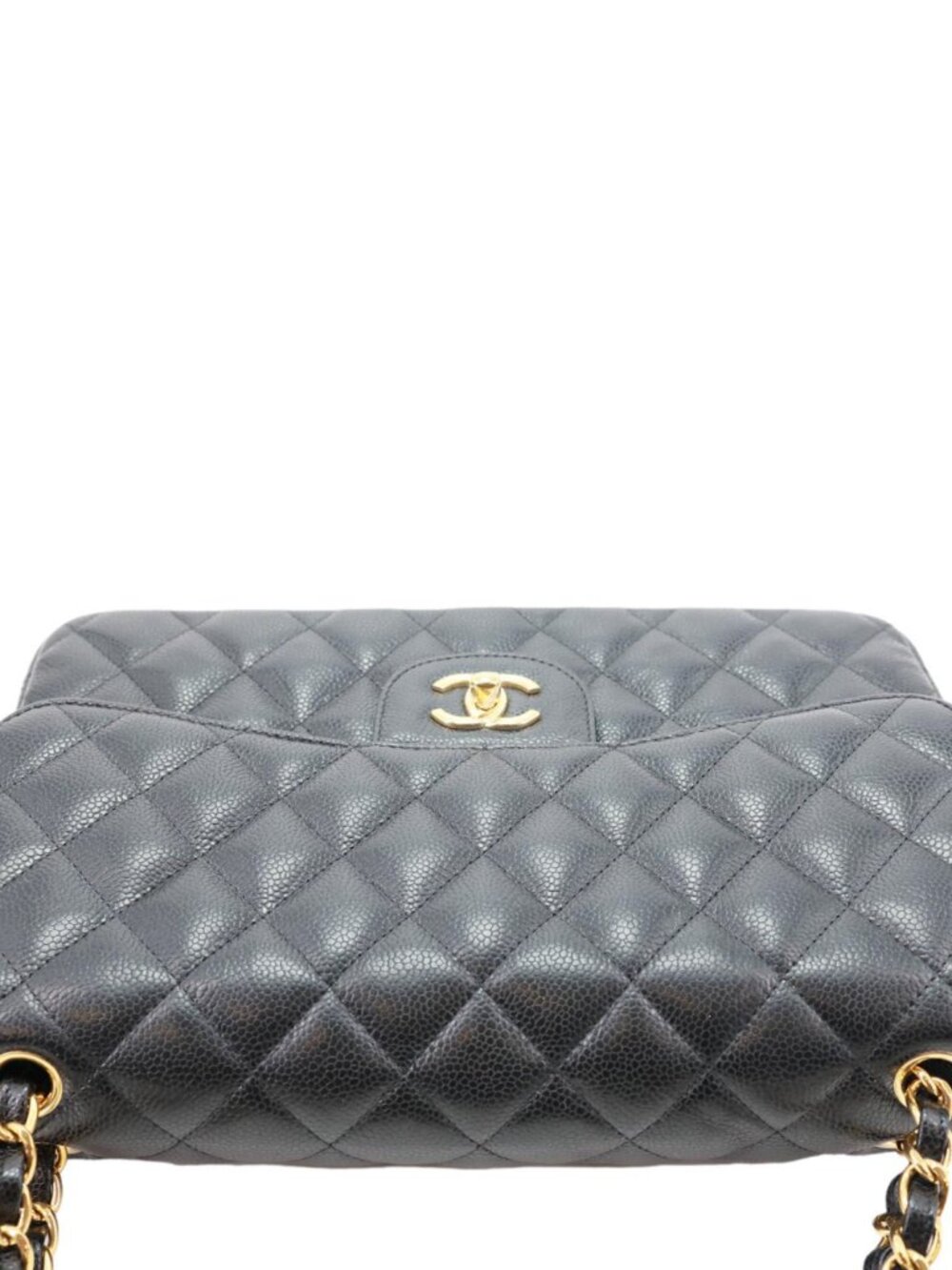 Chanel  Classic Double Flap Jumbo Quilted Caviar Leather Shoulder Bag Black - Picture 5 of 15